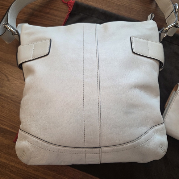 Vintage Coach Soho Slim Duffle 1452 White Leather & Silver Hardware + Wallet - Picture 5 of 16